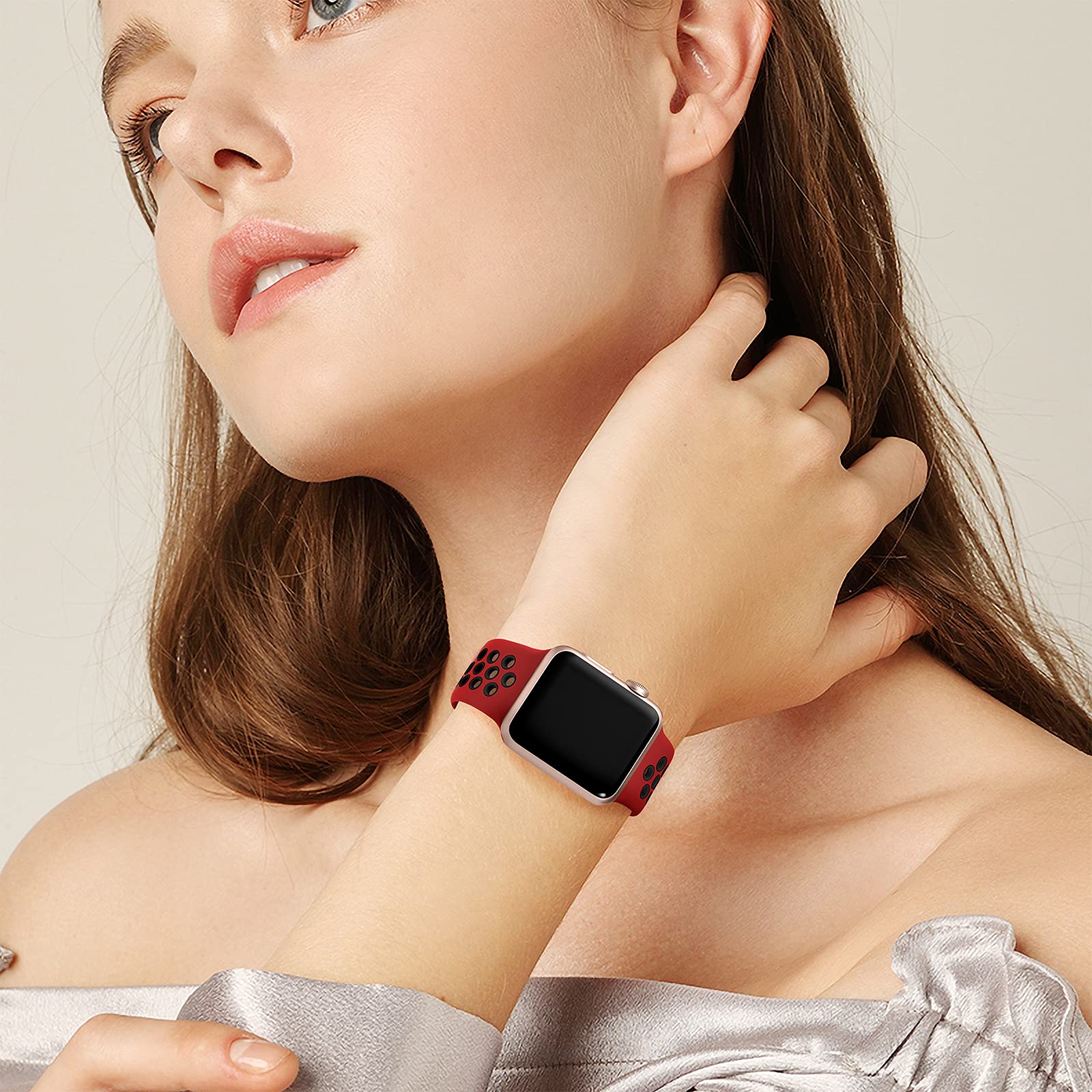 Lerobo Compatible With Apple Watch Band 45Mm 41Mm 44Mm 49Mm 42Mm,Soft Silicone Sport Breathable Replacement Band For Apple Watch